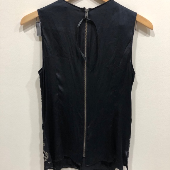 Peachoo Silk Beaded Sleeveless Top, Sz M - Picture 3 of 4